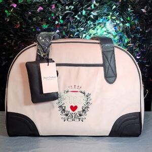 Juicy Couture XL Blush Pink Velvet Velour Weekend Duffle Travel Bag Suitcase